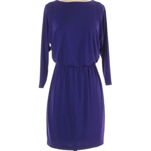 TRINA TURK PURPLE SCOOP OPEN BACK CINCHED KNIT DRESS 0